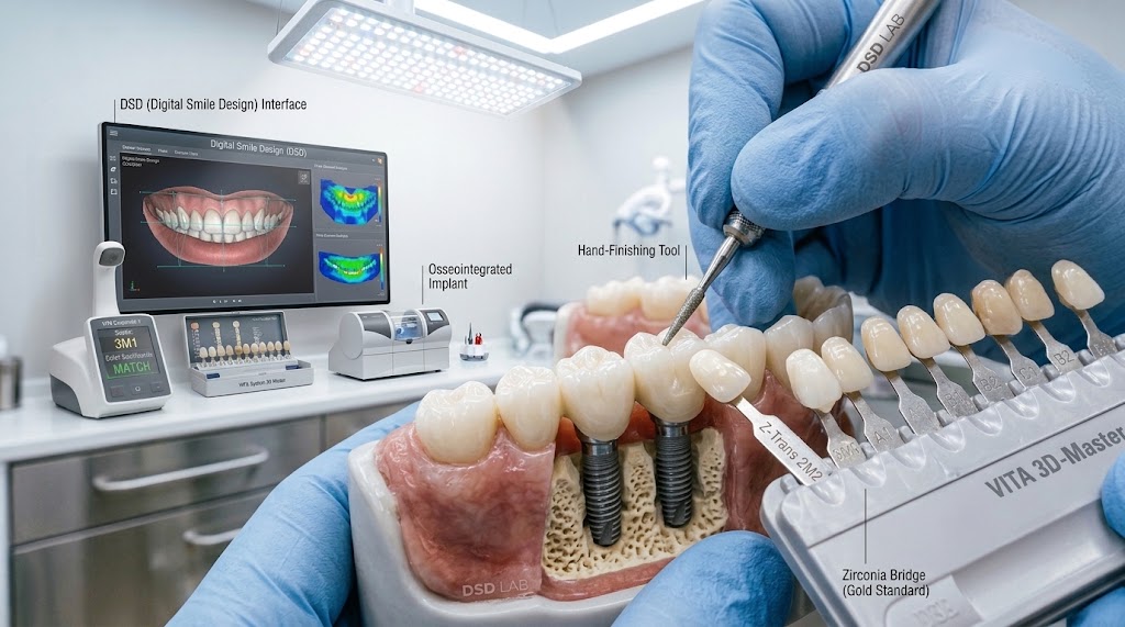 Zirconia crowns with shade guide